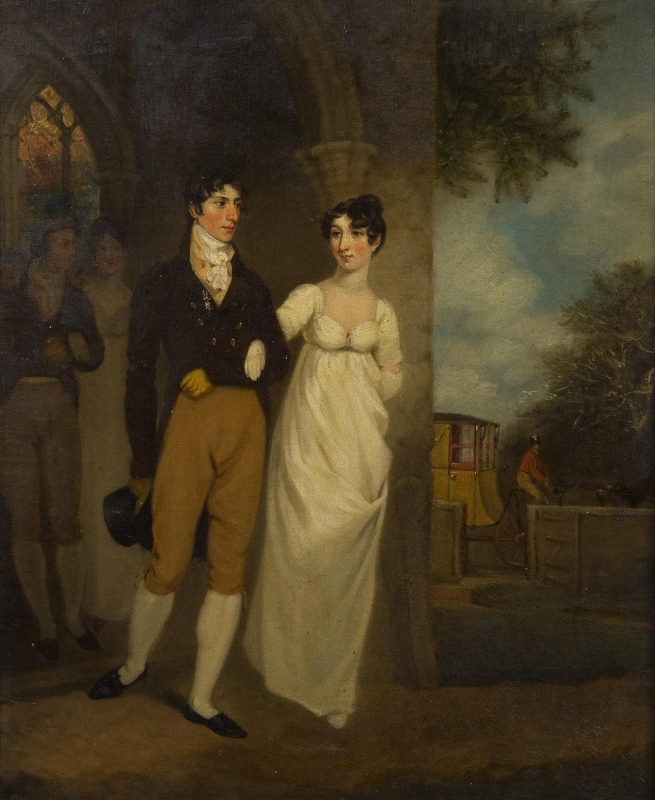 The Artist's Brother And Sister-In-Law At Thwaite Church On Their Wedding Day by Joseph Clover